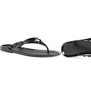 Black Tory Burch Studded Logo Jellies